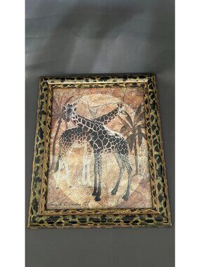 Giraffe-Themed Wall Art With Leopard-Print Frame 8x10 Interiors Design Safari An